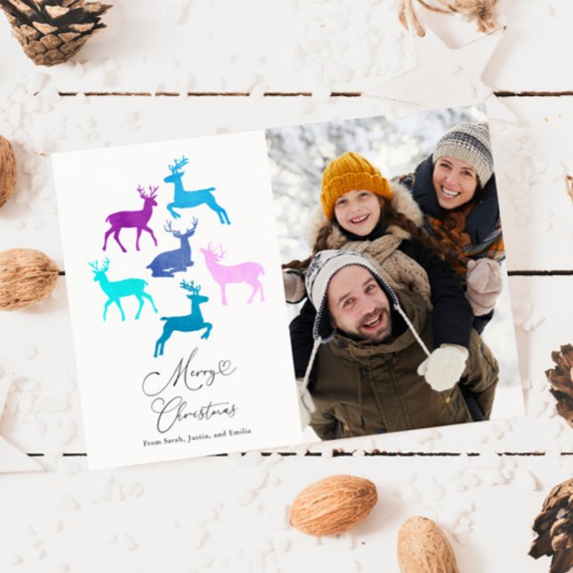 Reindeer Candy Pastel Christmas Photo Holiday Card (Creator Uploaded)