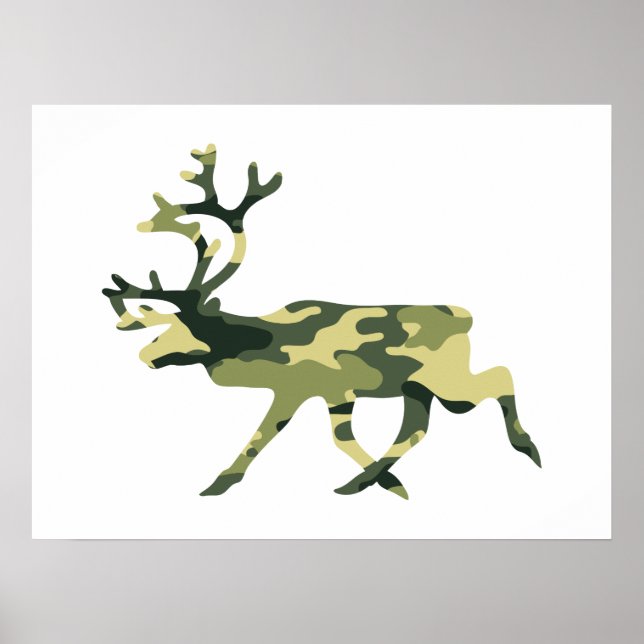 Reindeer / Caribou Woodland Camouflage / Camo Poster (Front)