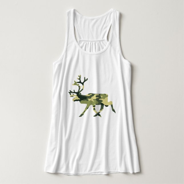 Reindeer / Caribou Woodland Camouflage / Camo Singlet (Design Front)