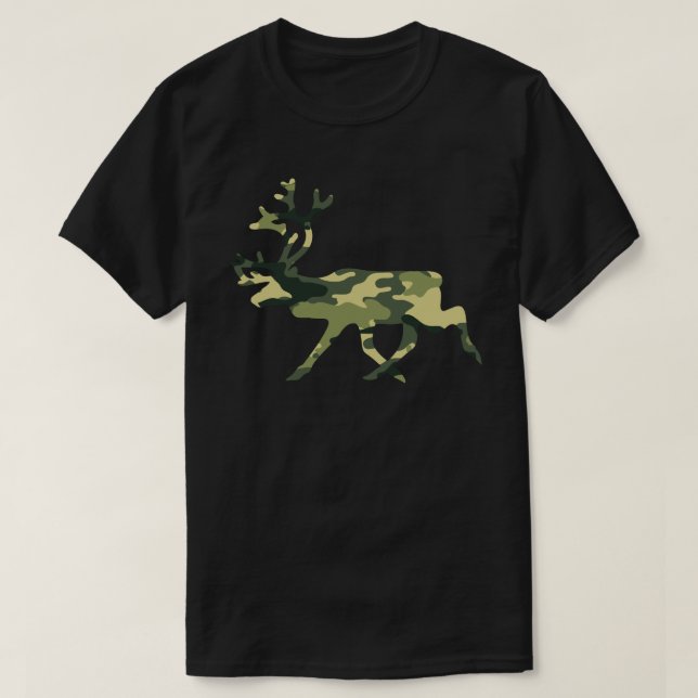 Reindeer / Caribou Woodland Camouflage / Camo T-Shirt (Design Front)