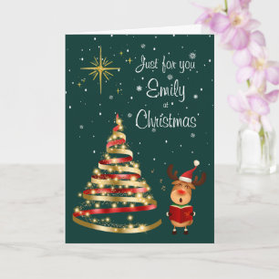 Reindeer Carol Singer Christmas Greeting Card