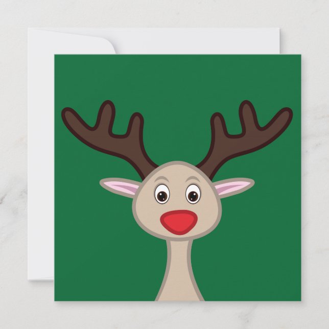 Reindeer cartoon character invitation (Front)