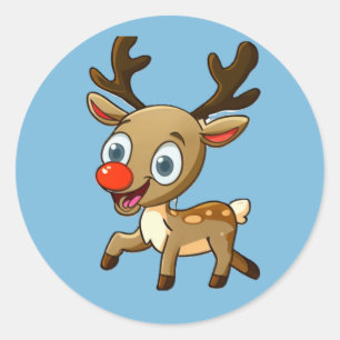 Reindeer cartoon fun  classic round sticker