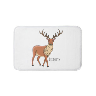 Reindeer cartoon illustration  bath mat
