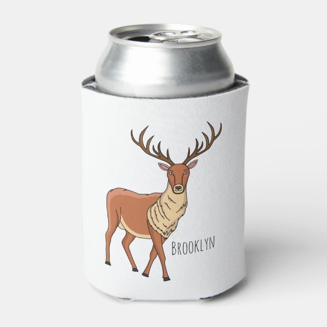 Reindeer cartoon illustration can cooler (Can Front)