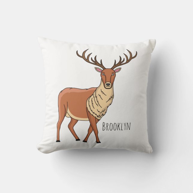 Reindeer cartoon illustration cushion (Front)