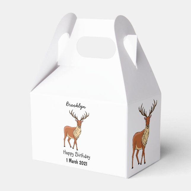 Reindeer cartoon illustration  favour box (Front Side)