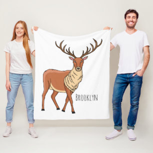 Reindeer cartoon illustration fleece blanket