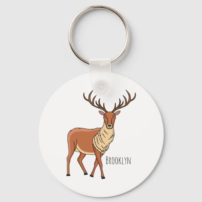 Reindeer cartoon illustration  key ring (Front)