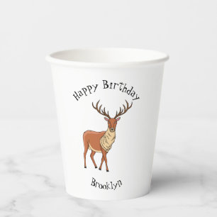 Reindeer cartoon illustration paper cups