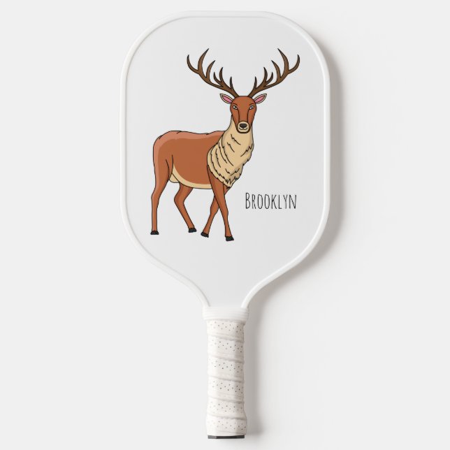 Reindeer cartoon illustration  pickleball paddle (Front)