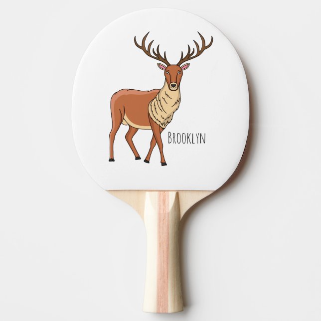Reindeer cartoon illustration ping pong paddle (Front)