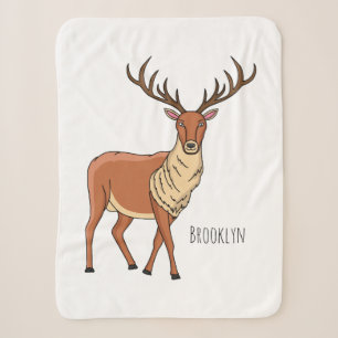 Reindeer cartoon illustration sherpa blanket