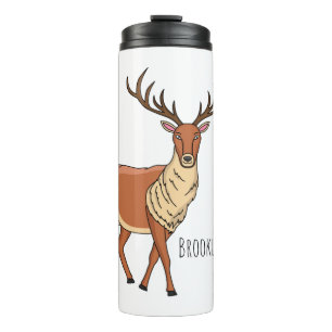 Reindeer cartoon illustration thermal tumbler