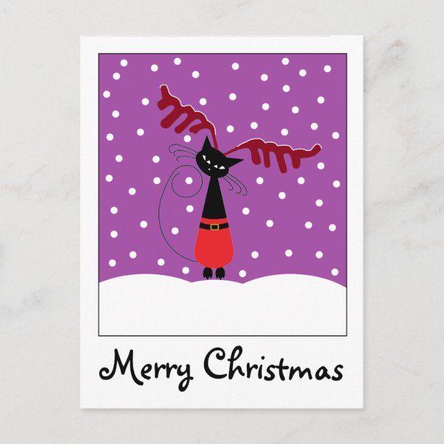 Reindeer Cat Christmas Holiday Postcard (Front)