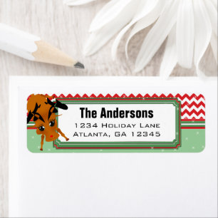 Reindeer Chevron ZigZag Christmas Return Address