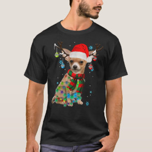 Reindeer Chihuahua Dog Christmas Lights Funny Xmas T-Shirt