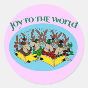 Reindeer Choir - Joy to the World Classic Round Sticker