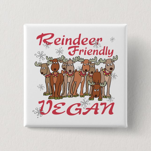 Reindeer Christmas 15 Cm Square Badge (Front)