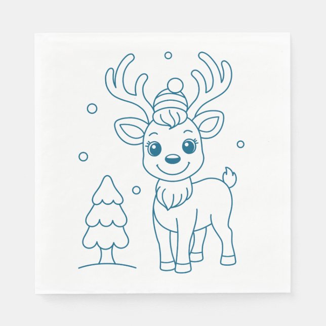 reindeer christmas art napkin (Front)