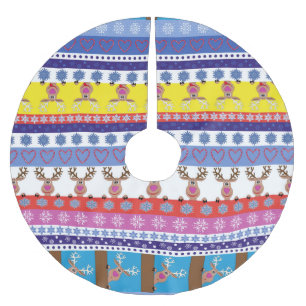 reindeer christmas brushed polyester tree skirt