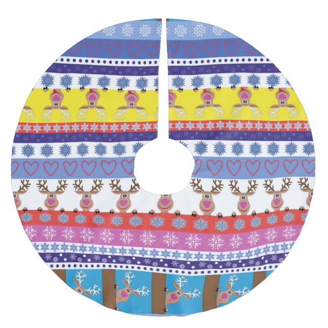 reindeer christmas brushed polyester tree skirt (Front)