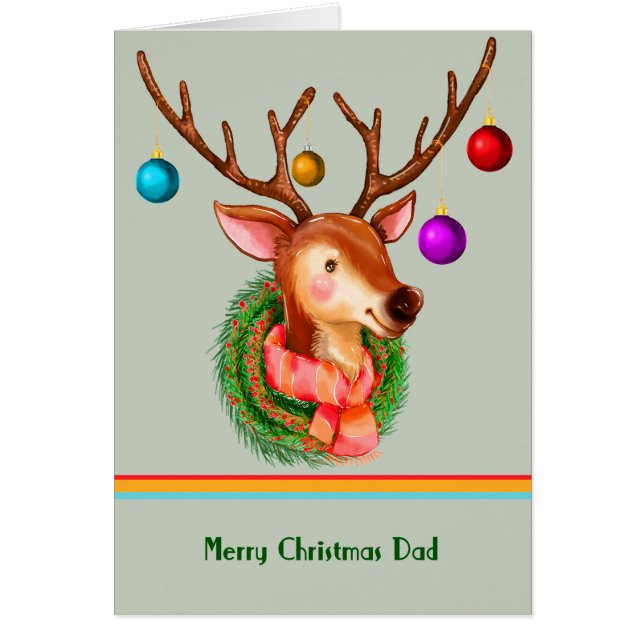 Reindeer Christmas Card for Dad (Front)