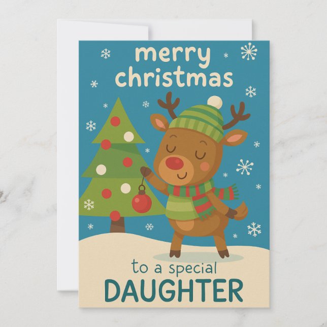 Reindeer Christmas Card for Daughter (Front)