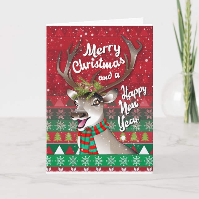  Reindeer Christmas card to customise (Front)