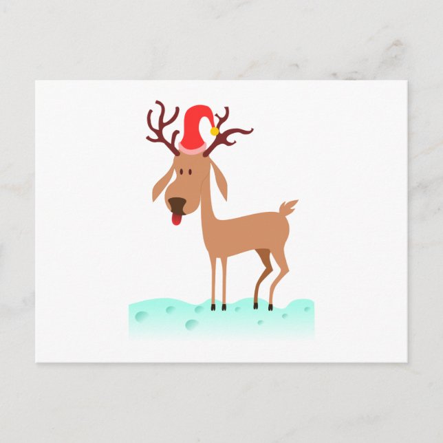 Reindeer Christmas cartoon Holiday Postcard (Front)
