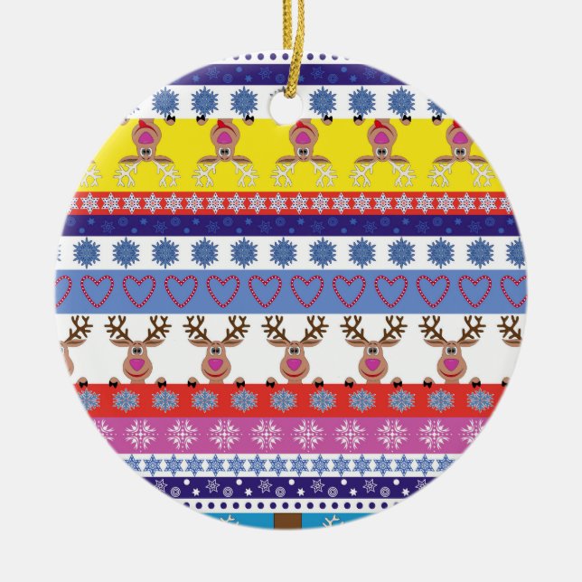 reindeer christmas ceramic tree decoration (Front)