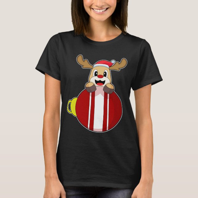 Reindeer Christmas Christmas bell T-Shirt (Front)