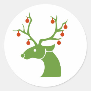Reindeer Christmas Classic Round Sticker
