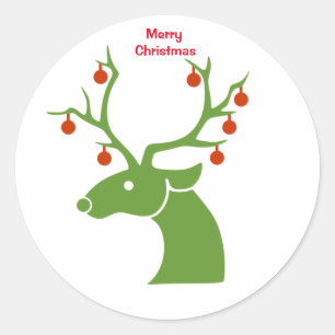Reindeer Christmas Classic Round Sticker
