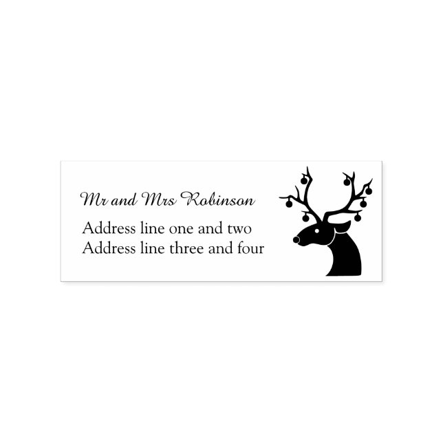 Reindeer Christmas Custom Return Address Rubber Stamp (Imprint)