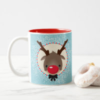 REINDEER CHRISTMAS cute red nose rudolph blue