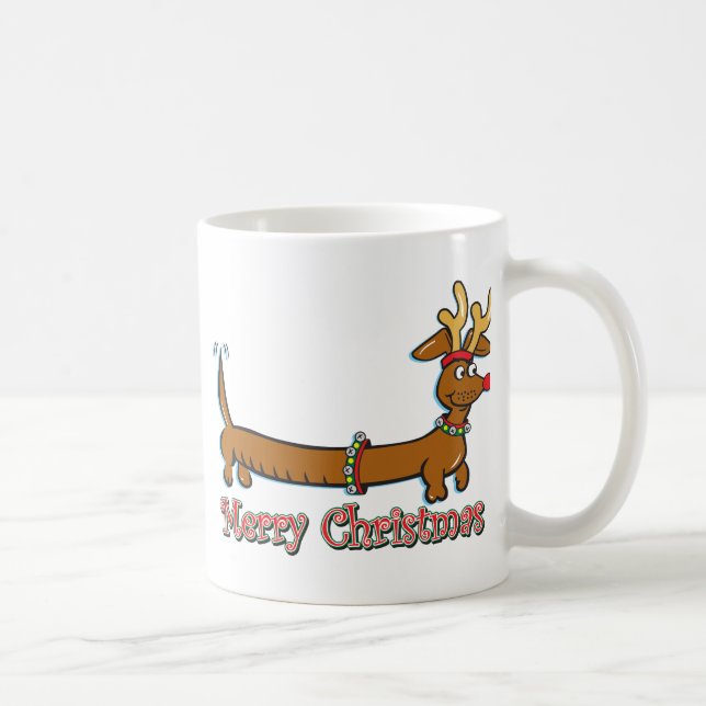Reindeer Christmas Doxie Coffee Mug (Right)
