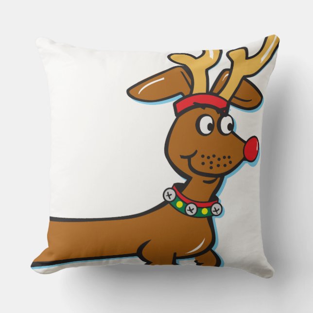 Reindeer Christmas Doxie Cushion (Front)