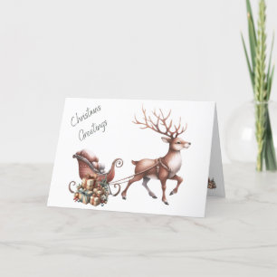 Reindeer Christmas Greetings Christmas Card