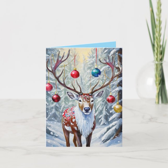 Reindeer Christmas Holiday Card (Front)