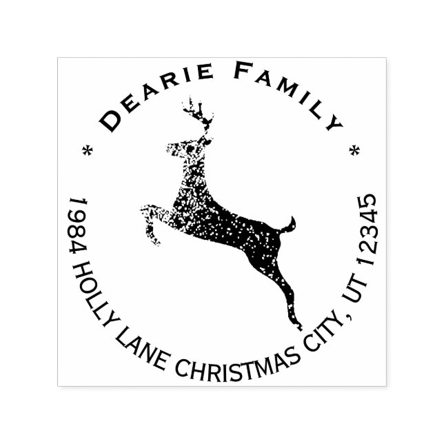 Reindeer Christmas Holiday Return Address Self-inking Stamp (Design)