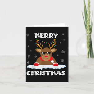 Reindeer Christmas Lights Santa Deer Rudolph Merry Card