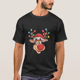 Reindeer Christmas Lights Xmas Family Matching Men T-Shirt