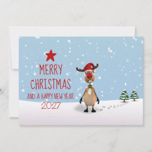 Reindeer Christmas New Year Funny Tree 2026 Card