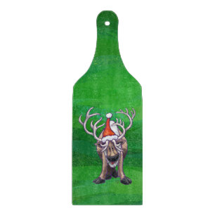 Reindeer Christmas On Green Cutting Board