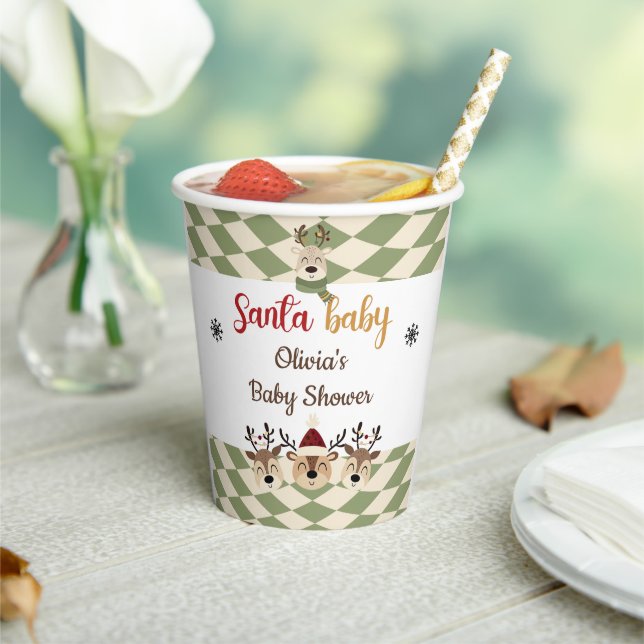 Reindeer Christmas Santa Baby Shower Paper Cups (Insitu)