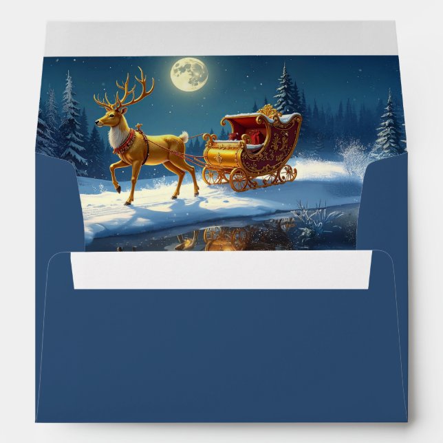 Reindeer Christmas Sleigh Holiday Envelope (Back (Bottom))