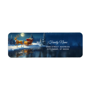 Reindeer Christmas Sleigh Return Address Label