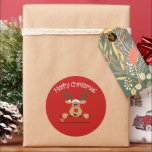 Reindeer Christmas Sticker<br><div class="desc">Cute Christmas Reindeer with a red nose Gift Tag Sticker.</div>