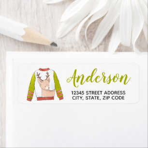 Reindeer Christmas Sweater Return Address Label